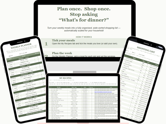 The Calm Meal Planner: Plan once. Shop once. Relax.